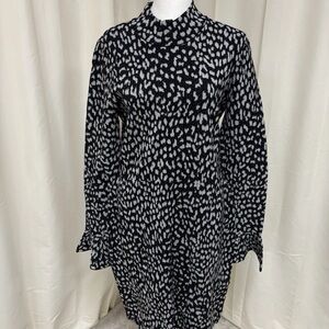 Michael Kors Metallic Cheetah Print Bell Sleeve Bodycon Dress Sz Large